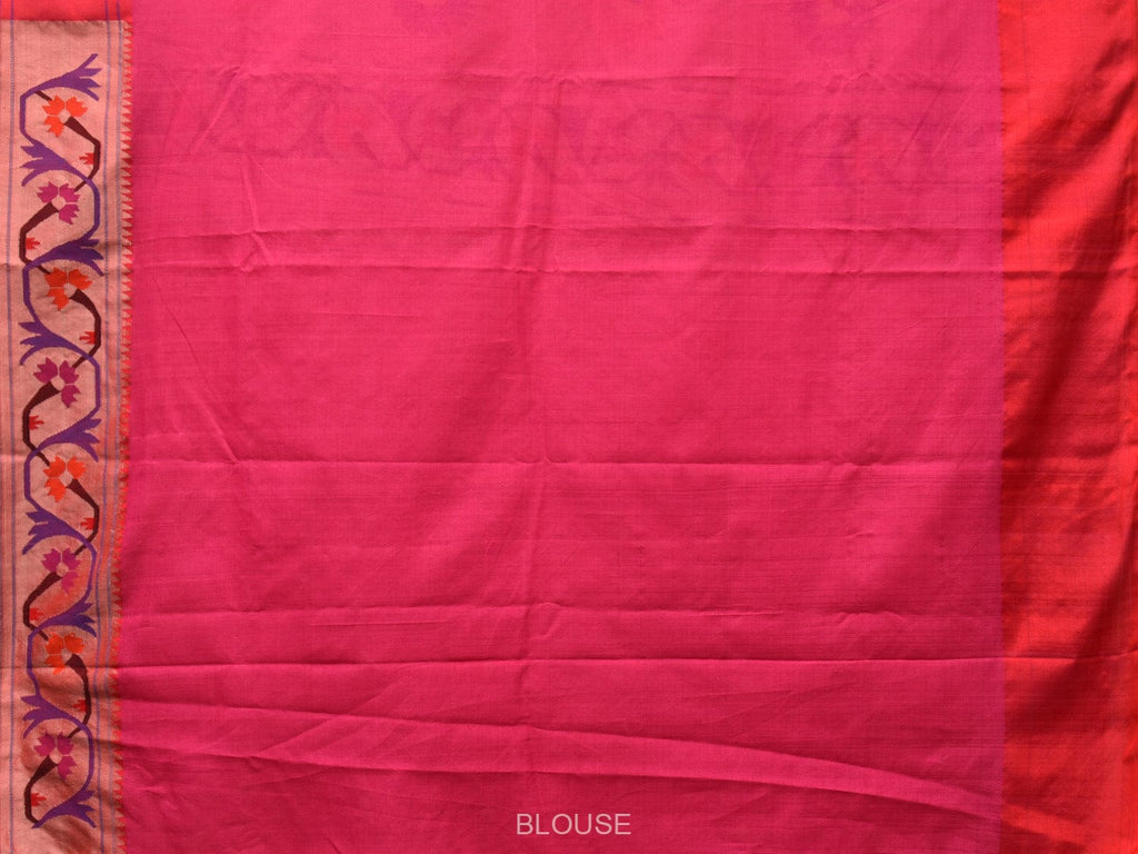 Pink Paithani Cotton Handloom Saree with Aashavali Border Design p0492