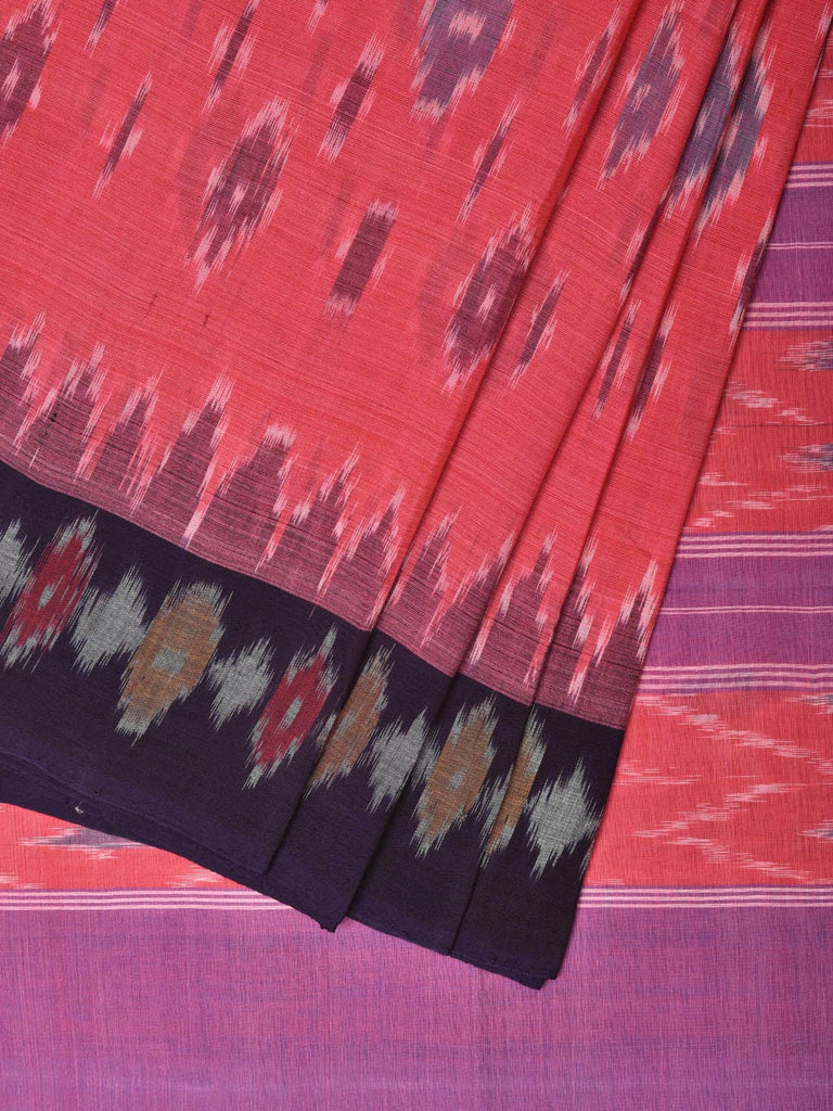Pink Pochampally Ikat Cotton Handloom Saree with Body Buta and Border Design No Blouse i0823