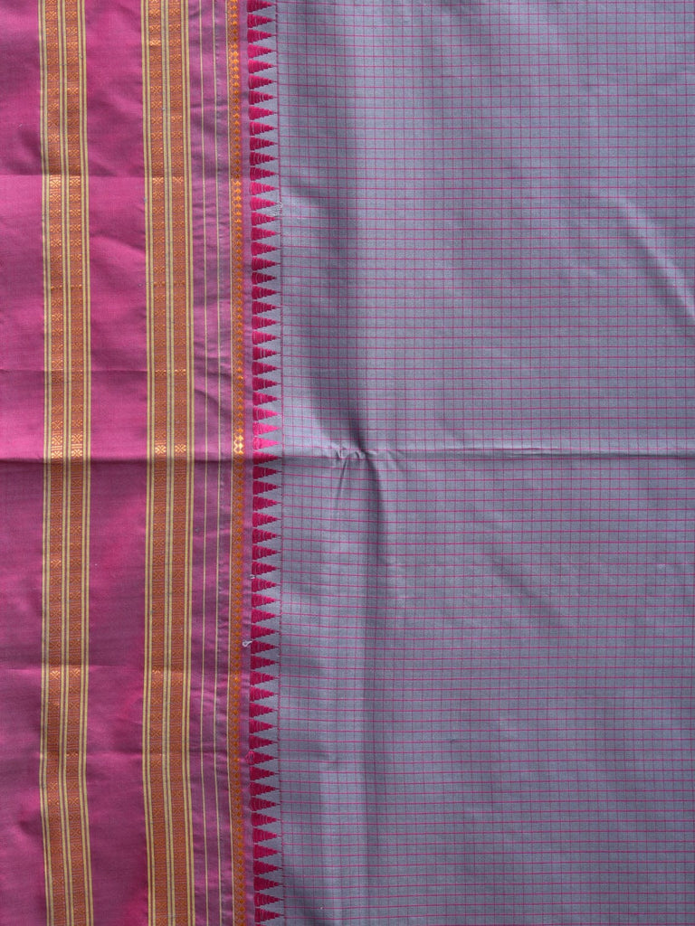 Purple and Pink Narayanpet Silk Handloom Saree with Checks Design No Blouse np0834