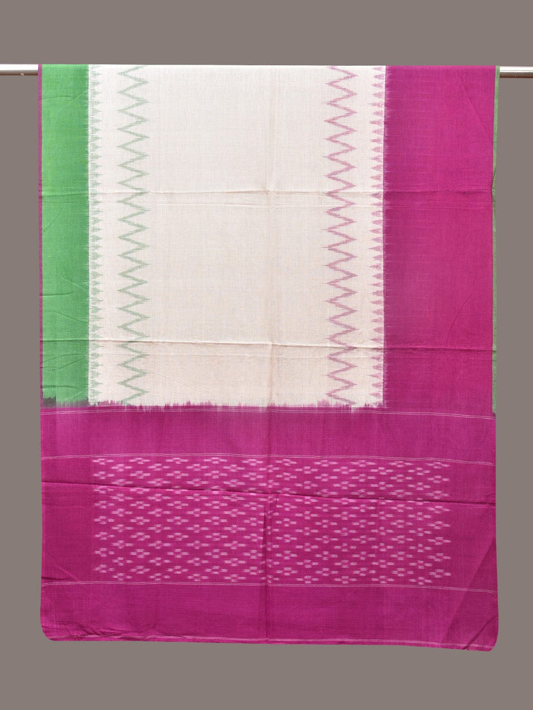 Purple and White Pochamaplly Ikat Cotton Handloom Dupatta with Temple Border Design ds3356