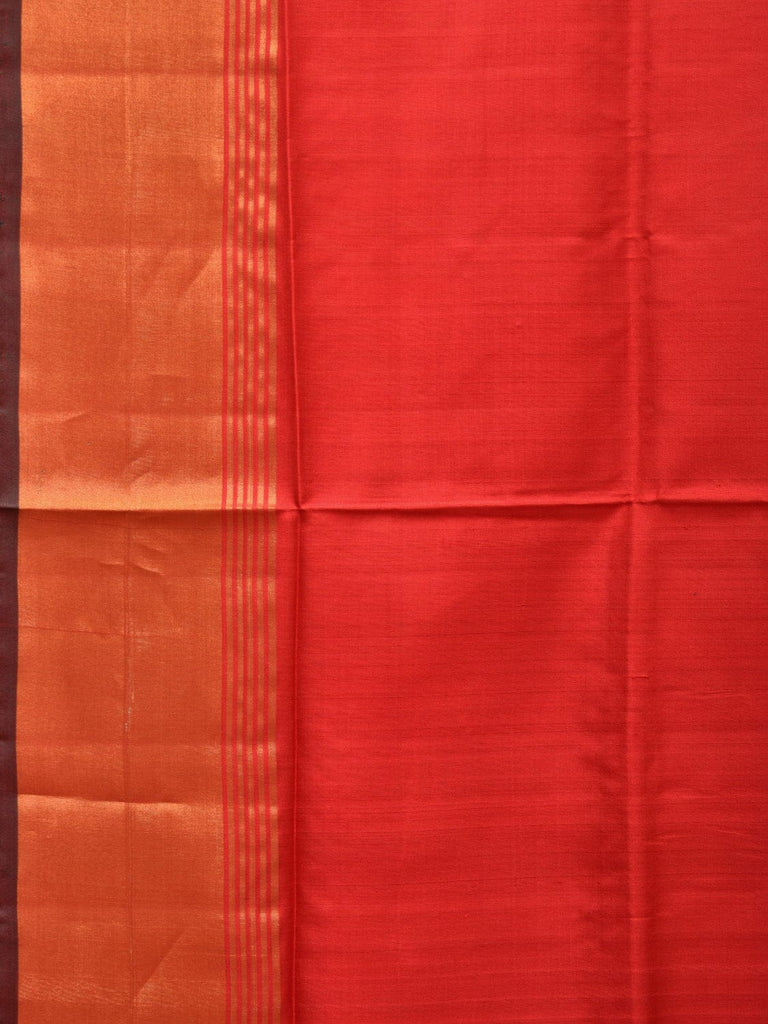 Red and Dark Green Uppada Silk Handloom Plain Saree with Contrast Pallu Design u2207