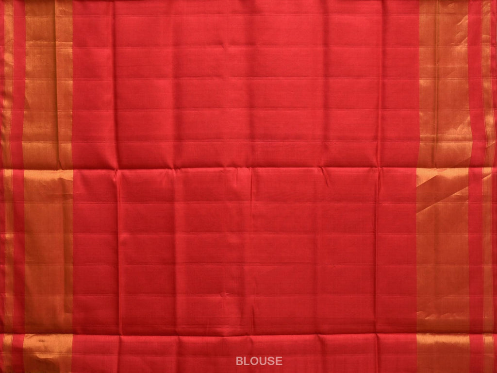 Red Pochampally Ikat Silk Handloom Saree with Grill Design i0848
