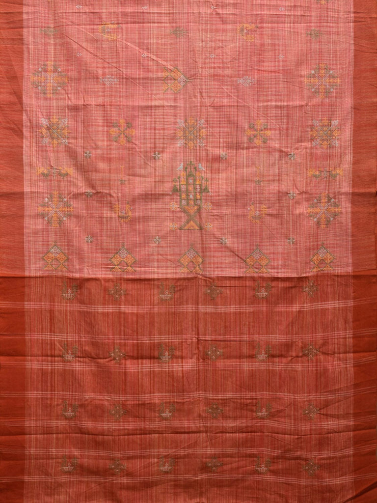 Rust Cotton Handloom Saree with Kasuti Work Design o0456