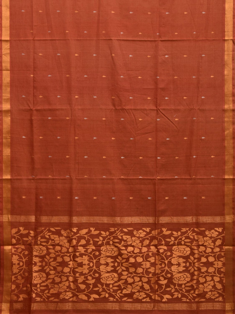 Rust Uppada Cotton Handloom Saree with Floral Pallu Design u2218
