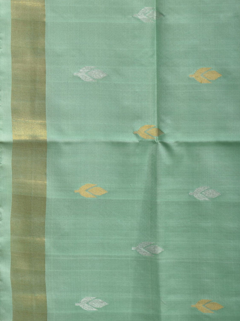 Turquoise Uppada Silk Handloom Saree with Birds and Floral Pallu Design u2212