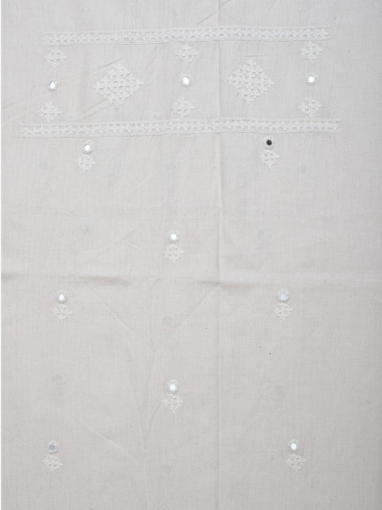 White Hand Embroidary Cotton Kurta with Mirror Work Design f0231
