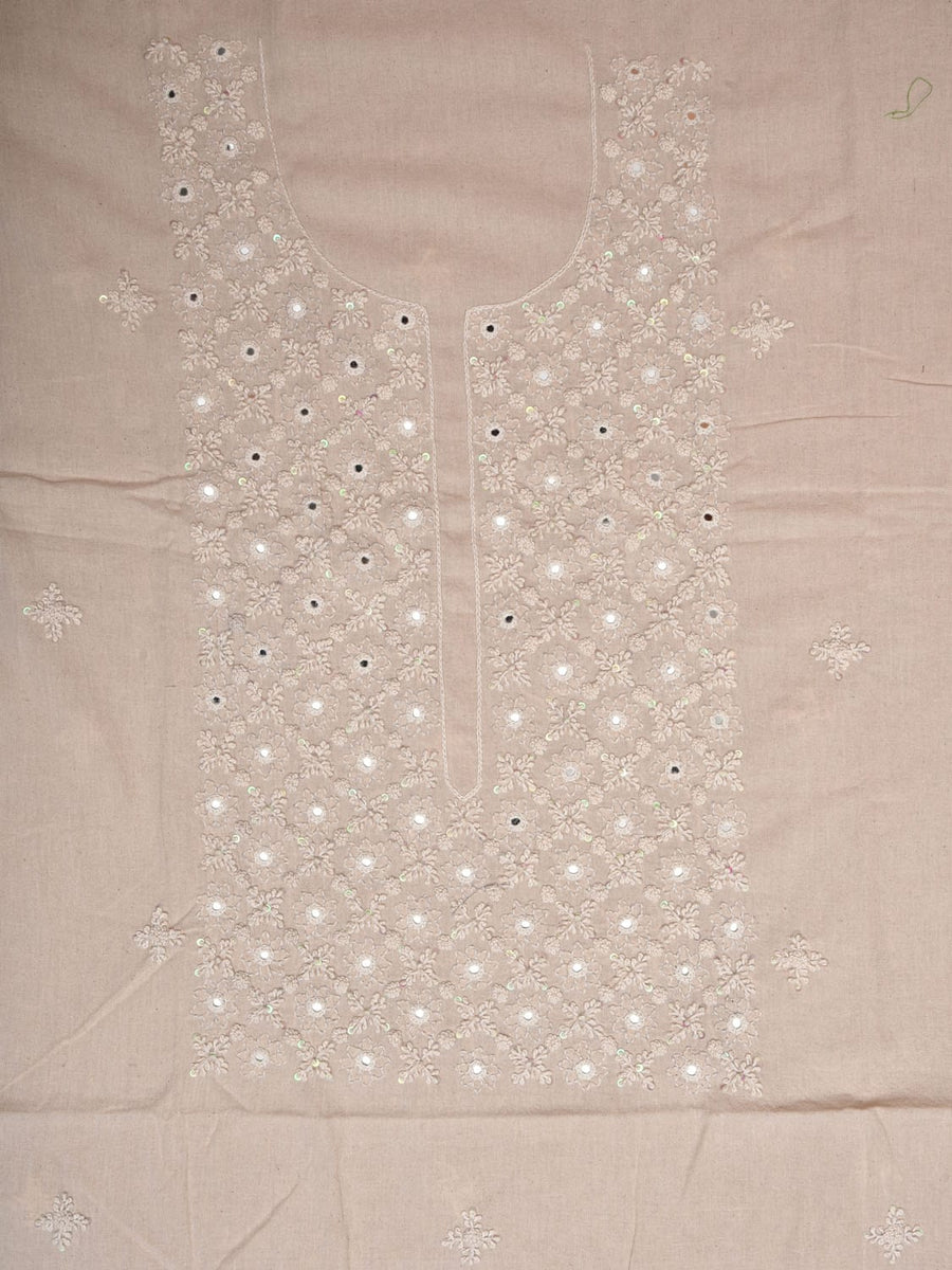 White - Hand Embroidery Cotton Kashida Unstitched Kurta Material (2.6M) 06