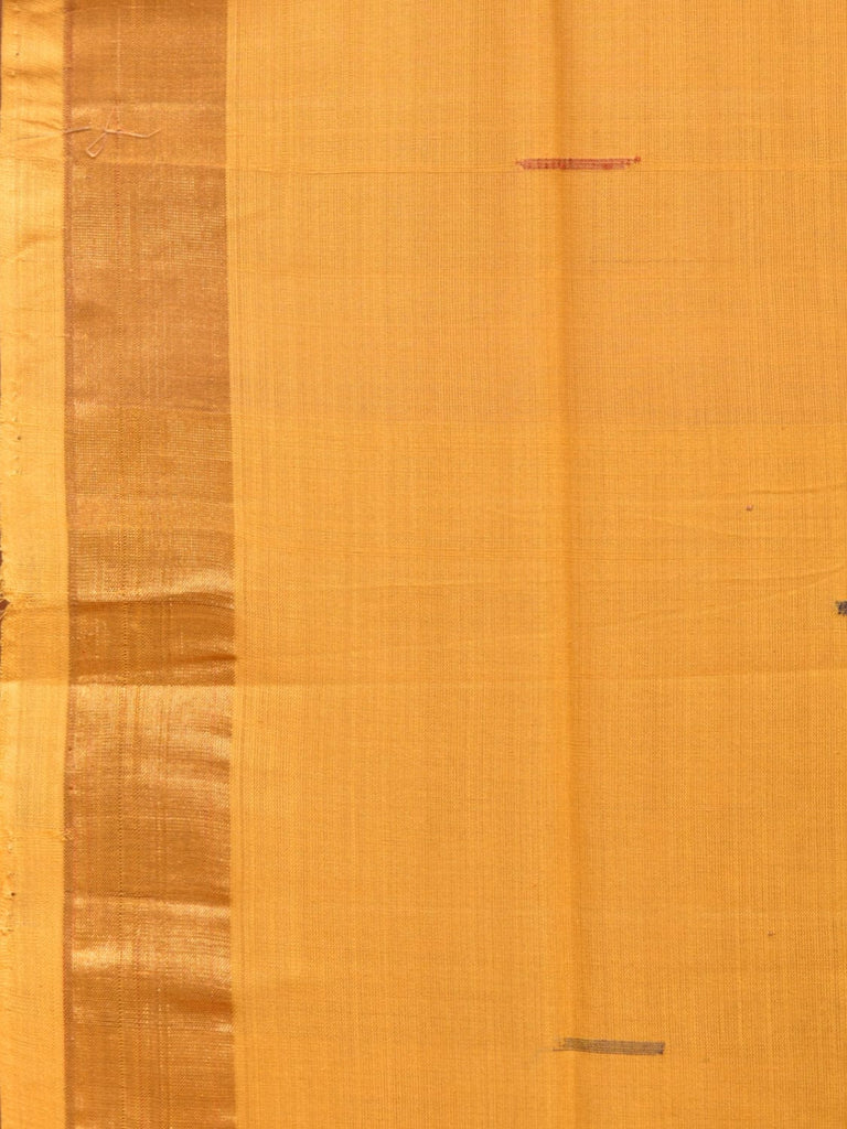 Yellow Khadi Cotton Handloom Saree with Buta and Strip Pallu Design kh0652