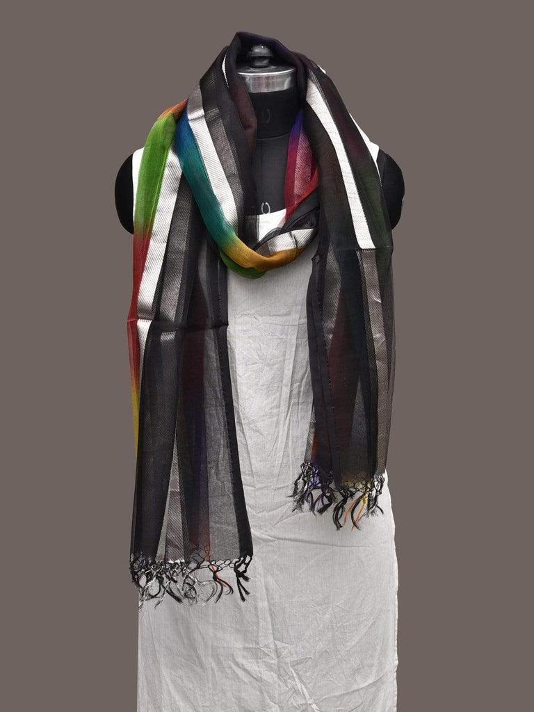 Black Organza Silk Dupatta with Ikat Style Design ds2253