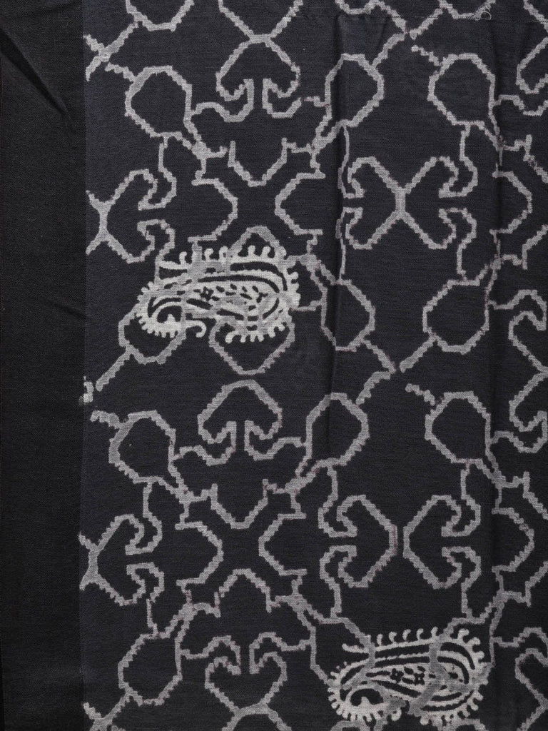 Black Printed Cotton Handloom Saree with Mango Buta and Pallu Design o0313