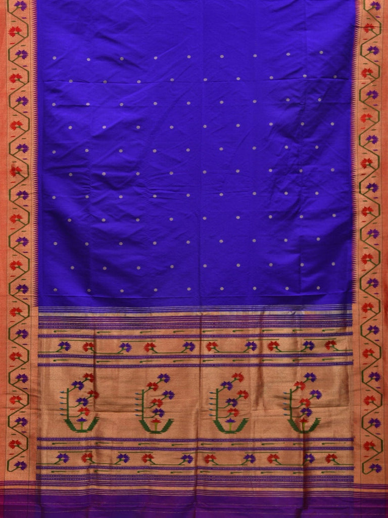 Blue Paithani Silk Handloom Saree with Ashavali Border Design p0409