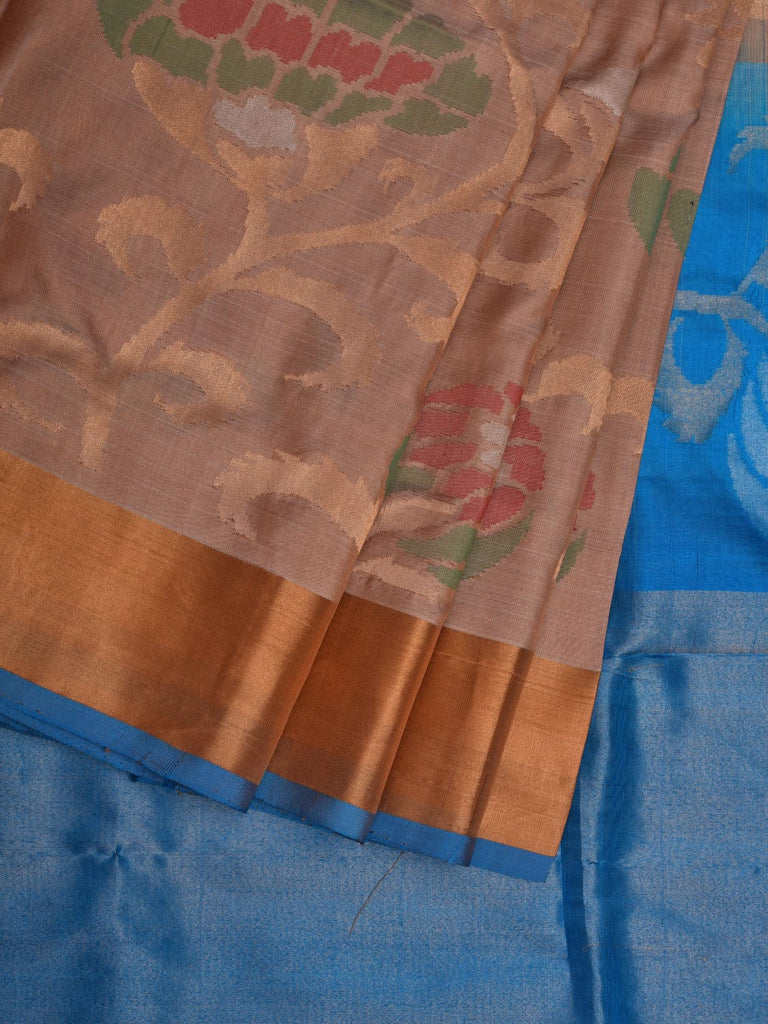 Cream and Blue Uppada Silk Handloom Saree with All Over Design u1923