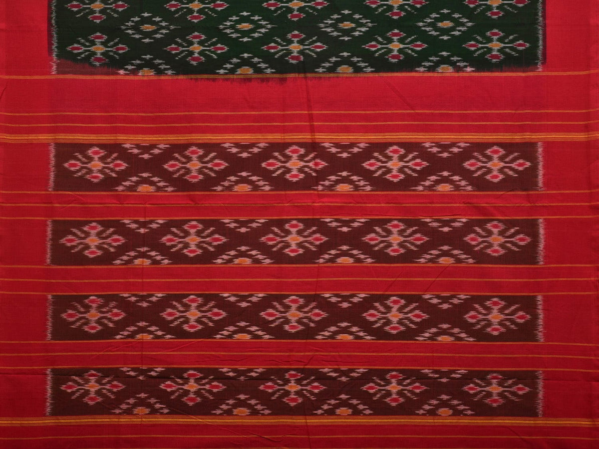 Green - Mercerised Cotton Handloom Pochampally Ikat Saree 22