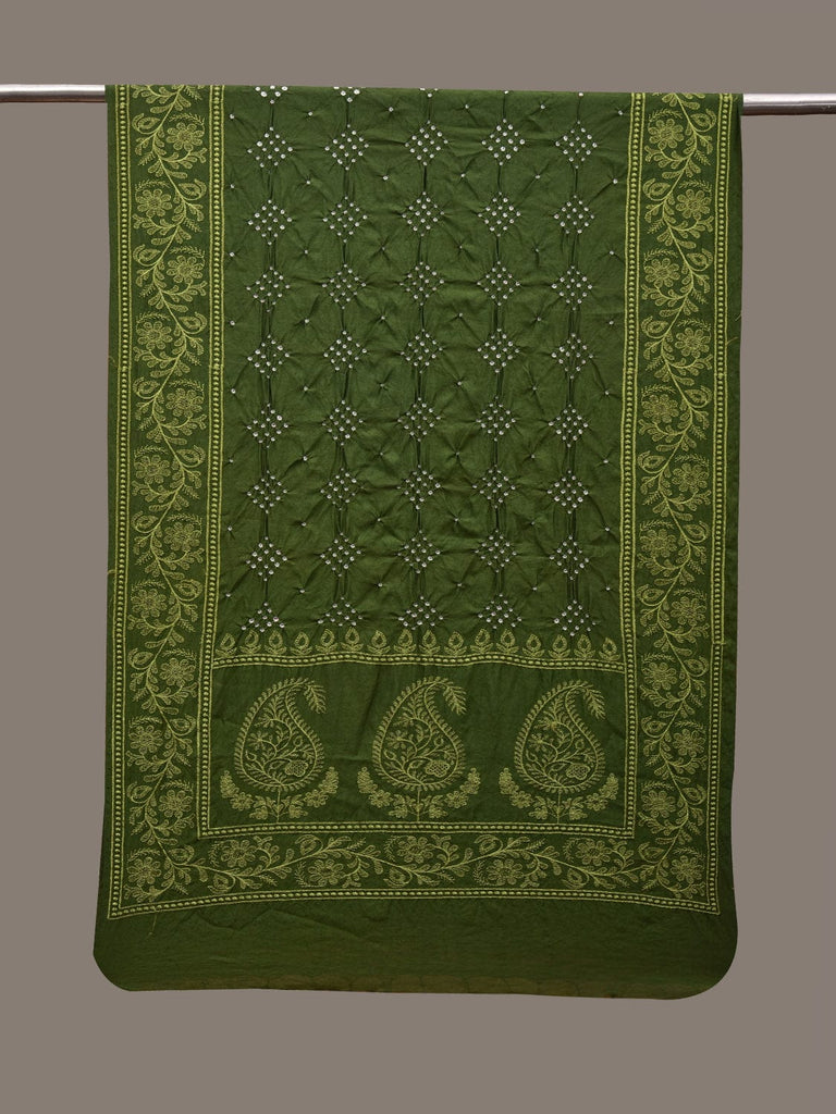 Green Bandhani Silk Handloom Stole with Mango Design ds2902