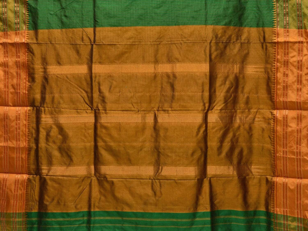 Green Narayanpet Silk Handloom Saree with Checks Design No Blouse np0387