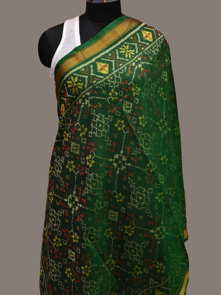 Green Pochampally Ikat Silk Handloom Dupatta with Grill Design ds2664