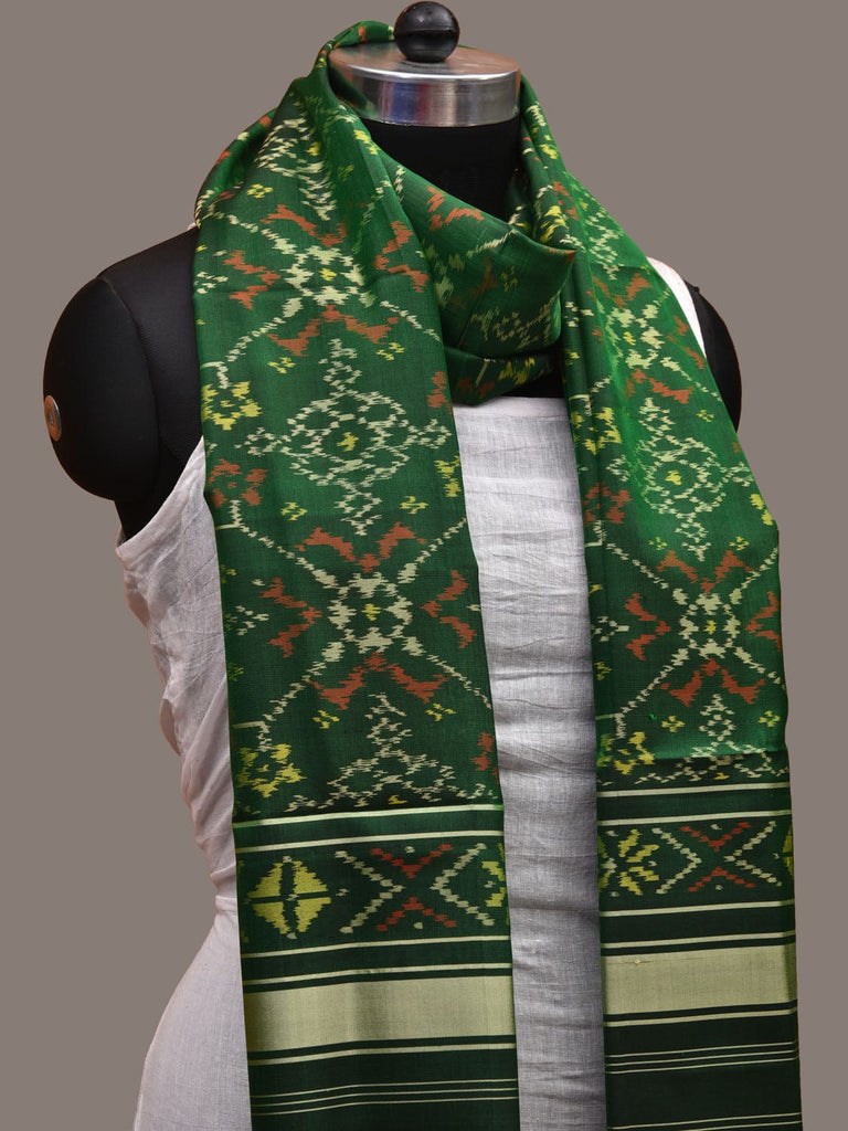 Green Pochampally Ikat Silk Handloom Dupatta with Grill Design ds2664