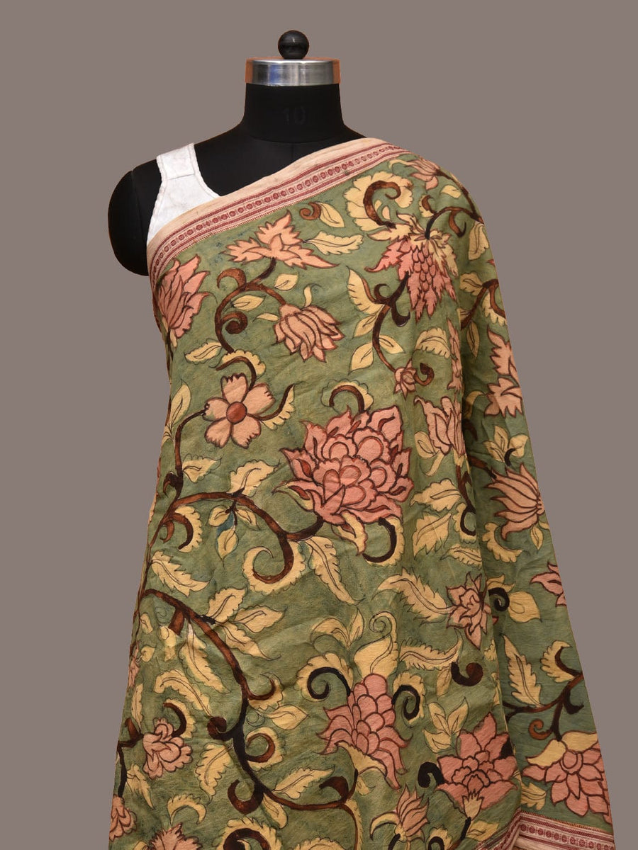 Green - Assam Weave Thread Buti Cotton Handloom Dupatta 16