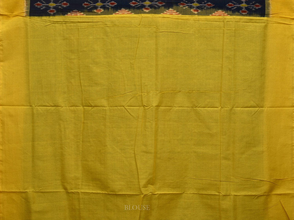 Navy and Yellow Pochampally Ikat Cotton Handloom Saree with All Over Design i0721