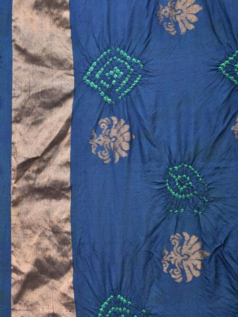 Navy Bandhani Uppada Silk Handloom Saree with Nilambari Buta Design bn0192