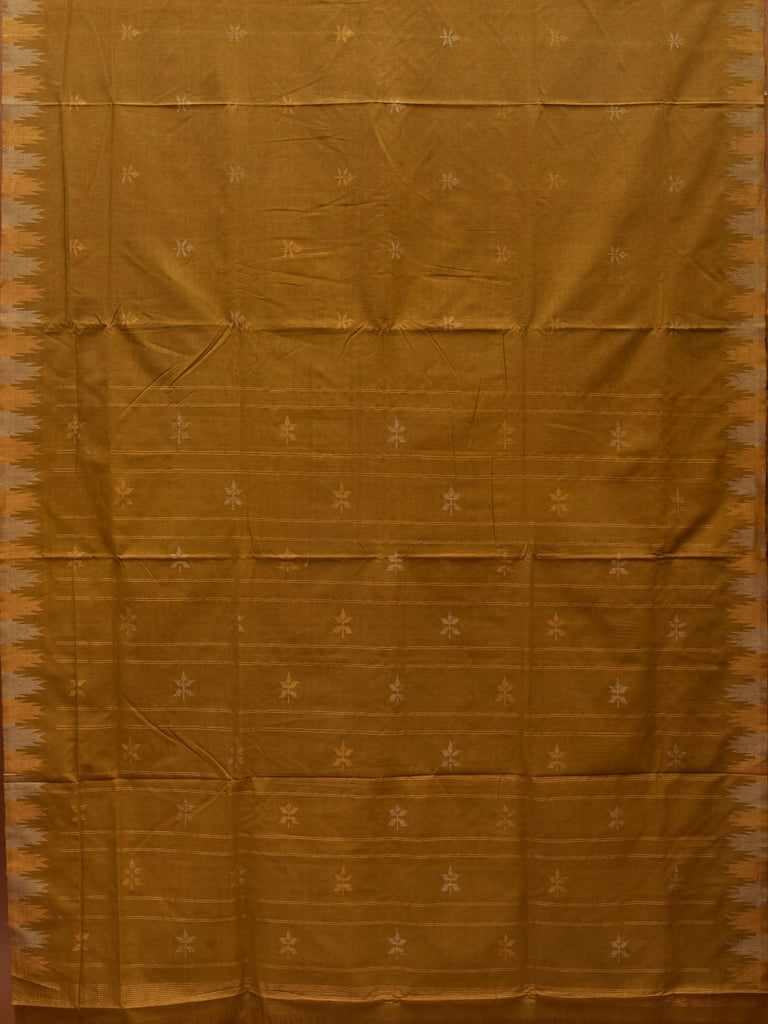 Olive Khadi Cotton Handloom Saree with Temple Border Design kh0538