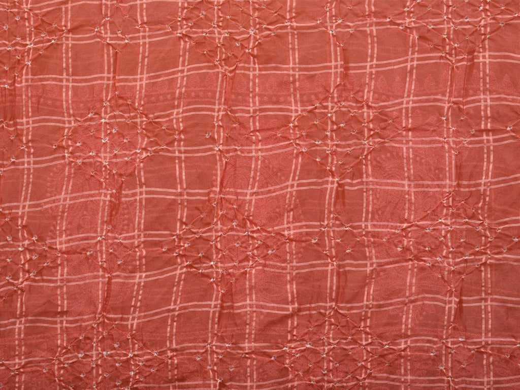 Peach Bandhani Silk Handloom Dupatta with Mango and Border Design ds2905