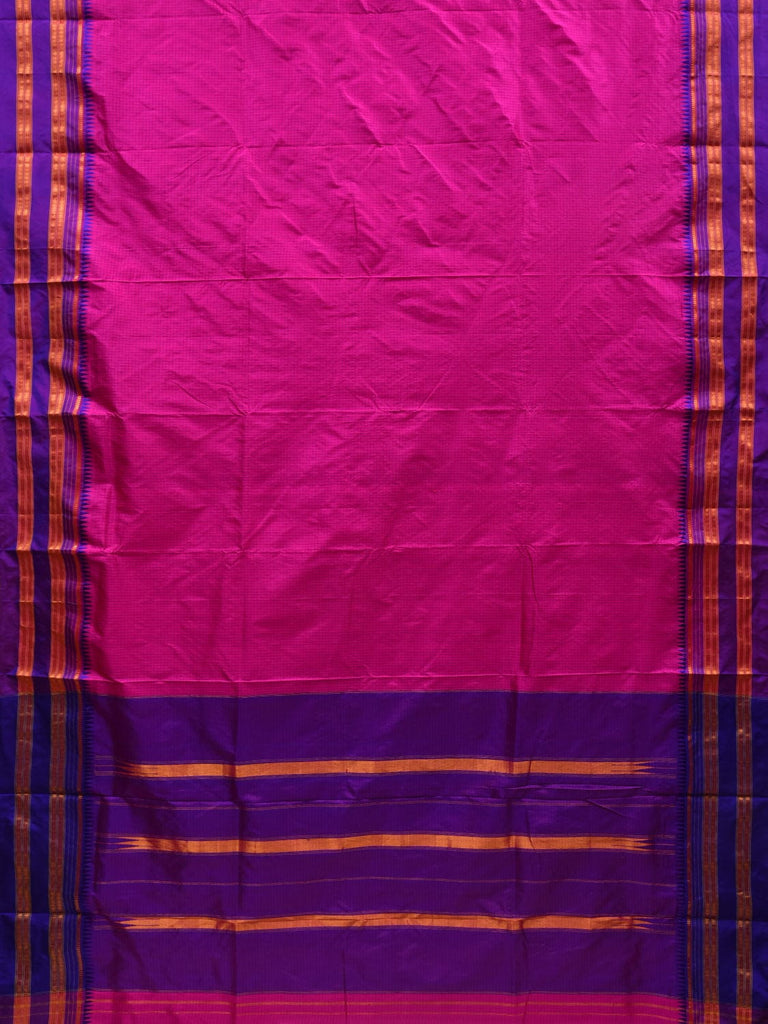 Pink and Purple Narayanpet Silk Handloom Plain Saree with Traditional Border Design No Blouse np0583