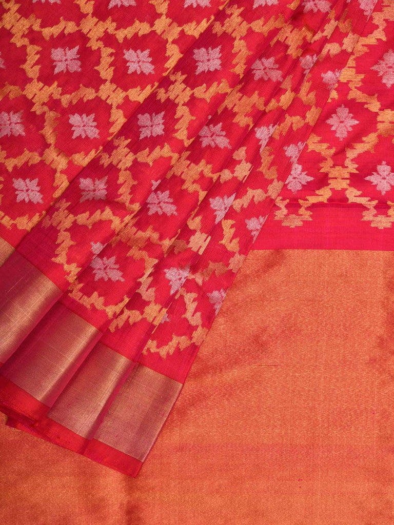 Pink Uppada Silk Handloom Saree with All Over Grill Design u1722