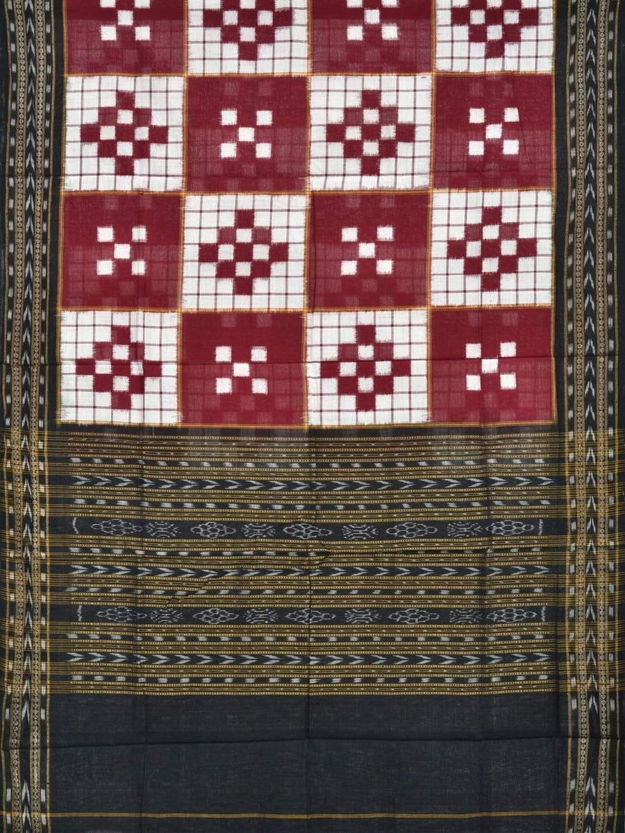 Black - Handloom Cotton Pochampally Double Ikat Dupatta 07
