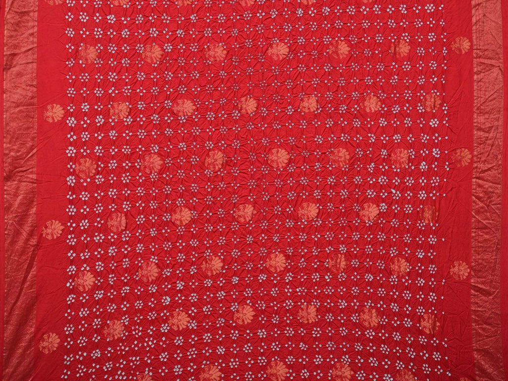 Red Bandhani Uppada Silk Handloom Saree with Nilambari Buta Design bn0177