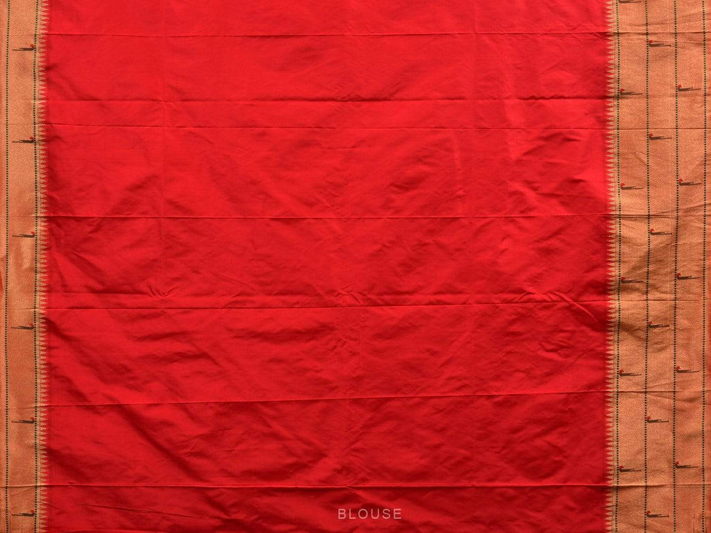 Red Paithani Silk Handloom Saree with Triple Muniya Border Saree p0367