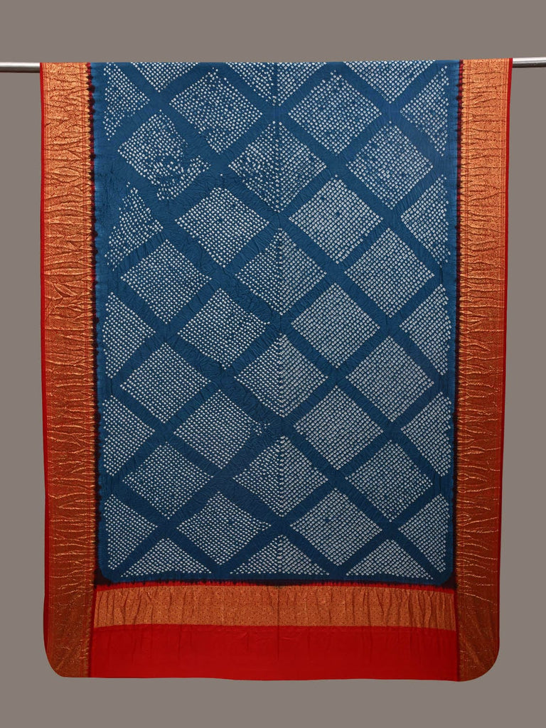Teal and Red Bandhani Kanchipuram Silk Handloom Dupatta with Border Design ds2950