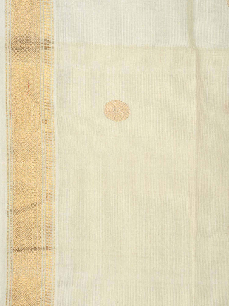 White Khadi Cotton Handloom Saree with Buta Design kh0408