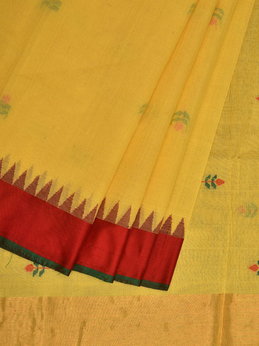 Yellow Pure Khadi Cotton Embroidery Saree – Premium Edition