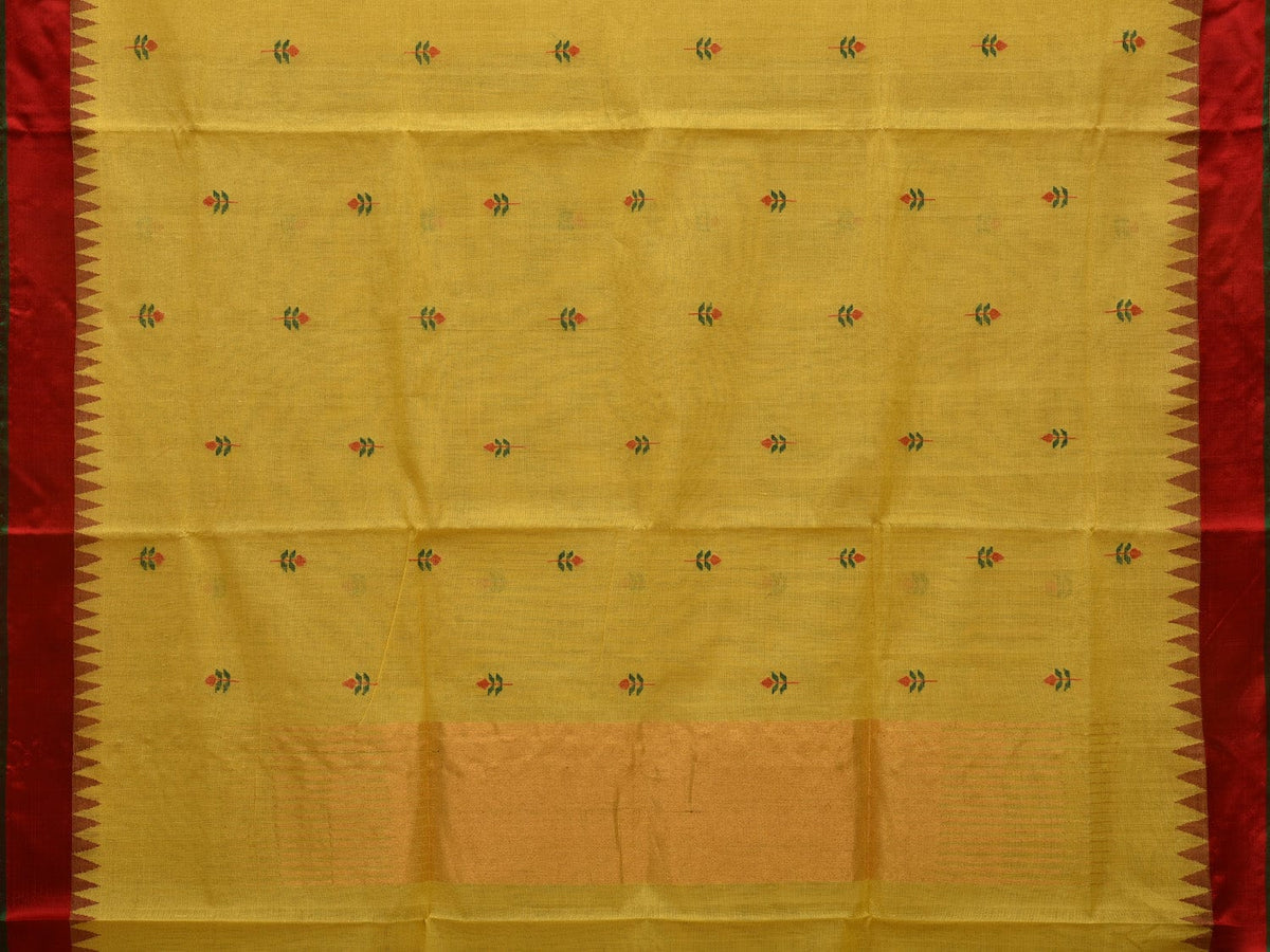 Yellow Pure Khadi Cotton Embroidery Saree – Premium Edition main image 0