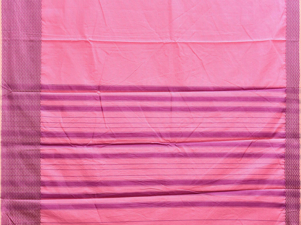 Baby Pink and Pink Bamboo Cotton Saree with Strips Design No Blouse bc0752