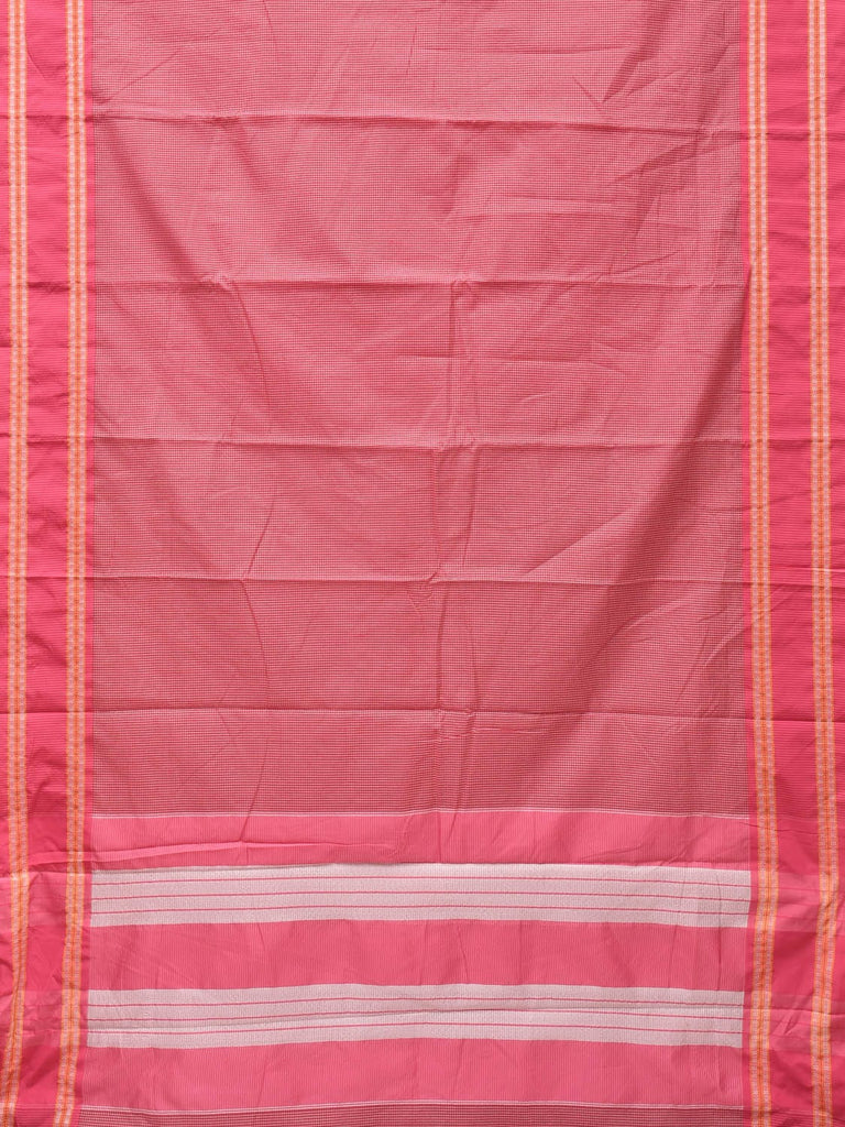 Baby Pink Bamboo Cotton Saree with Small Checks Design No Blouse bc0149