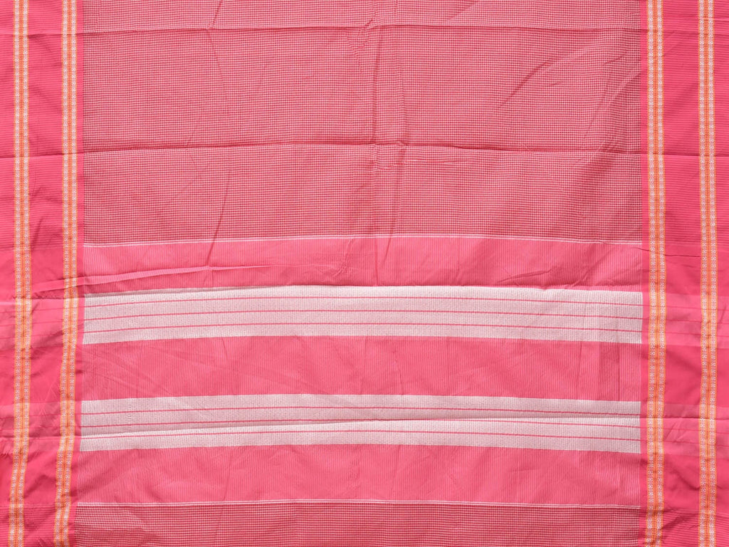 Baby Pink Bamboo Cotton Saree with Small Checks Design No Blouse bc0149