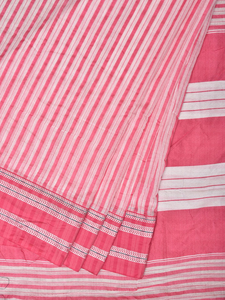 Baby Pink Bamboo Cotton Saree with Strips Design No Blouse bc0181