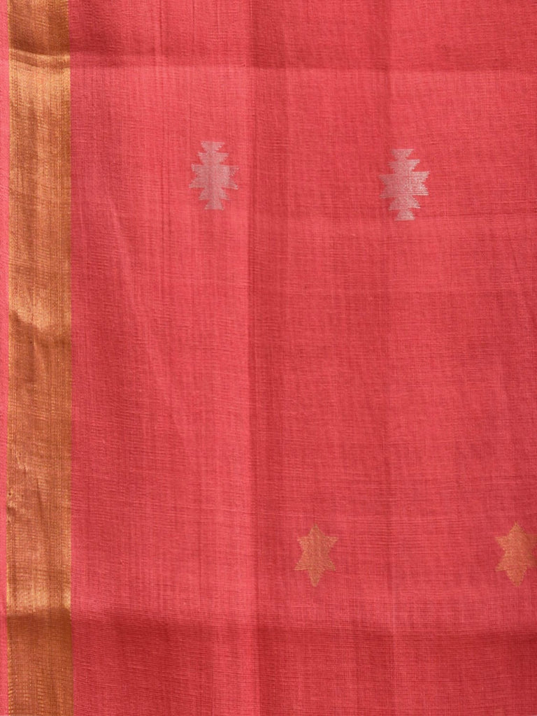 Baby Pink Khadi Cotton Handloom Saree with Big Floral Pallu Design kh0705