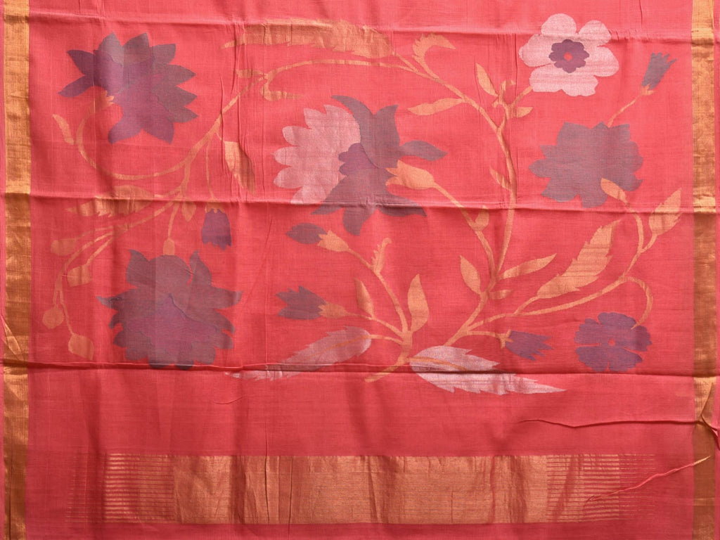 Baby Pink Khadi Cotton Handloom Saree with Big Floral Pallu Design kh0705