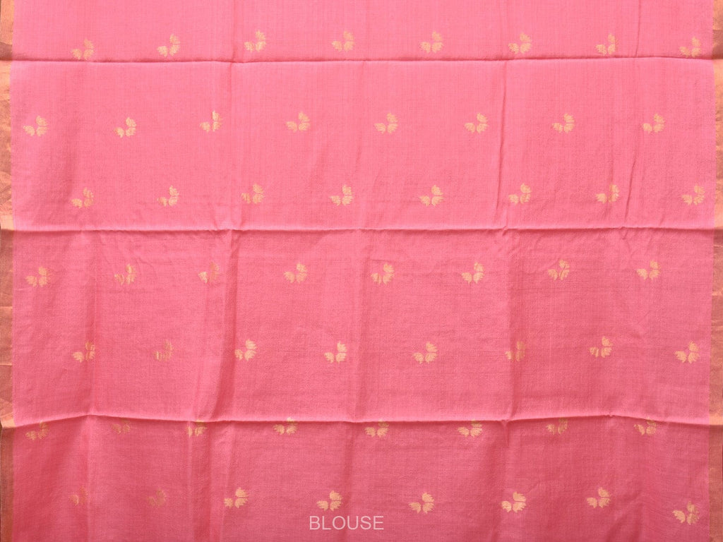 Baby Pink Khadi Cotton Handloom Saree with Buta and One Side Border Design kh0647