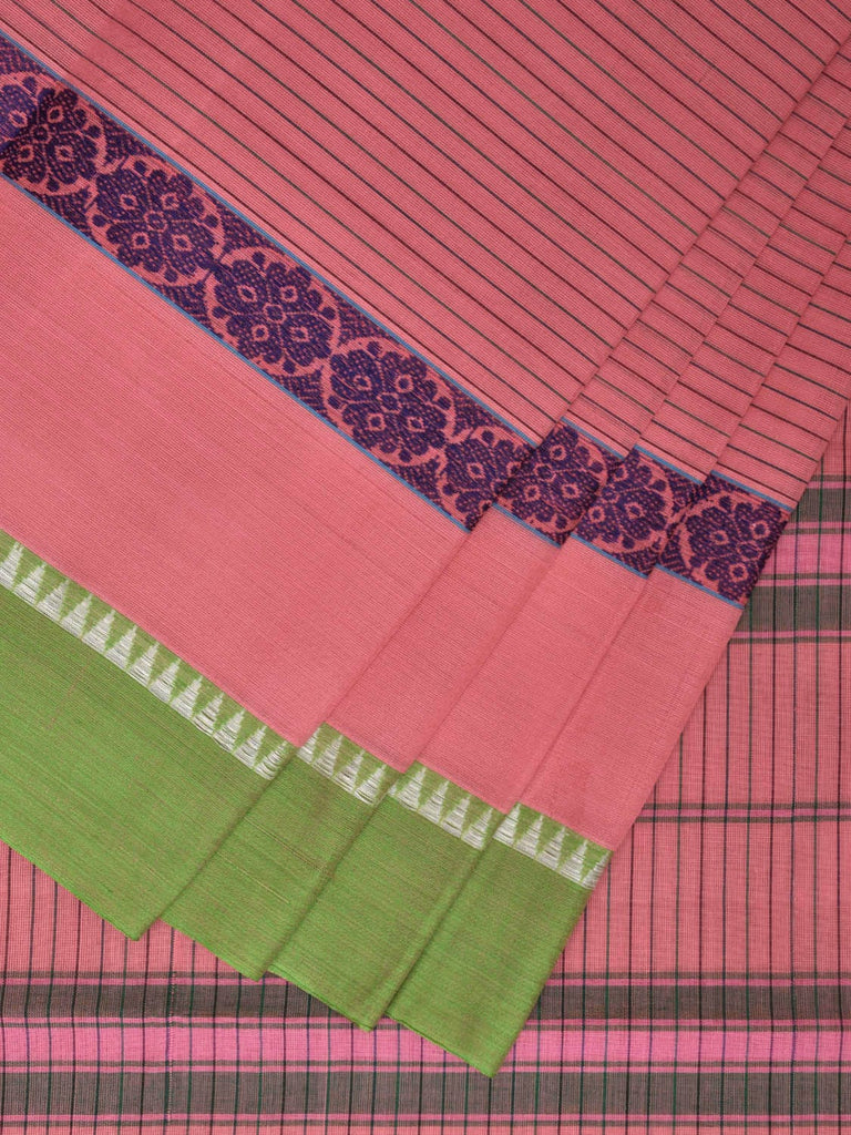 Baby Pink Narayanpet Cotton Handloom Saree with Big Border Design No Blouse np0950