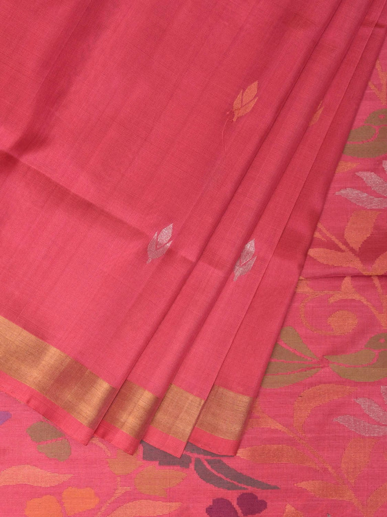Baby Pink Uppada Silk Handloom Saree with Floral Pallu Design u2224