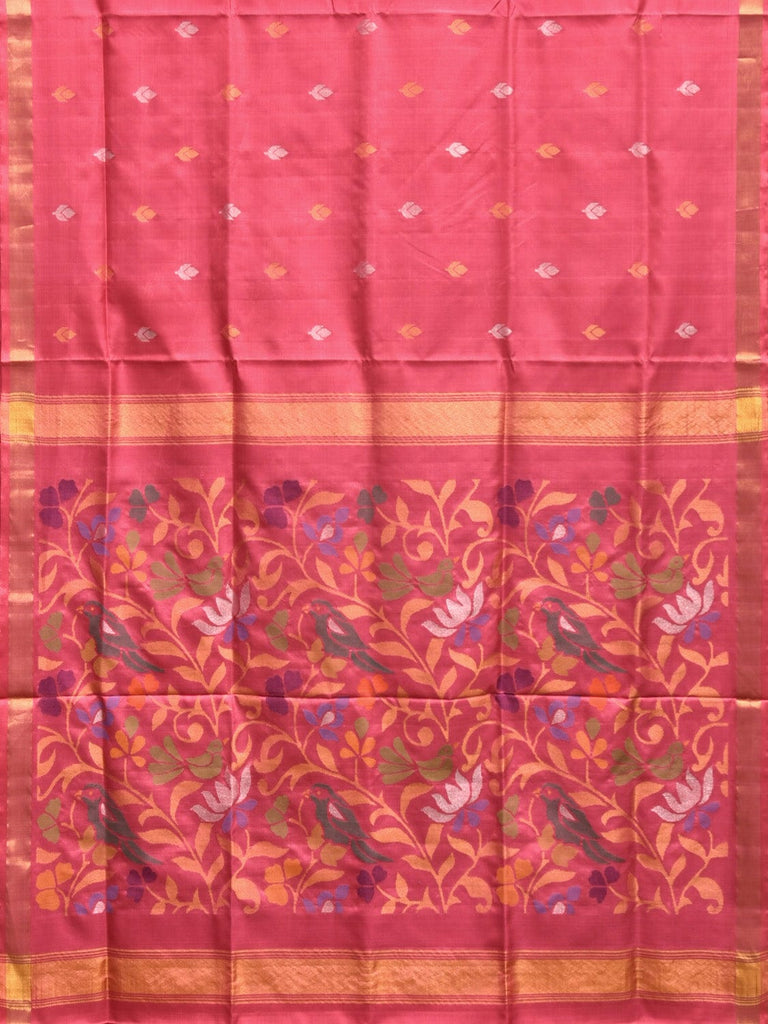 Baby Pink Uppada Silk Handloom Saree with Floral Pallu Design u2224