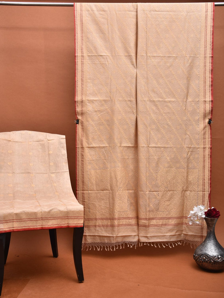 Beige Shwetambari  Jamdani Weave Saree  with Warp Cotton Weft Pure Silk and Pure Zari b0295