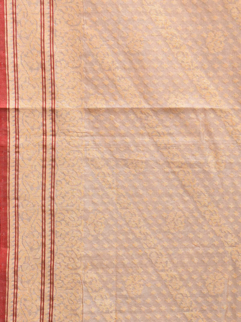 Beige Shwetambari  Jamdani Weave Saree  with Warp Cotton Weft Pure Silk and Pure Zari b0295