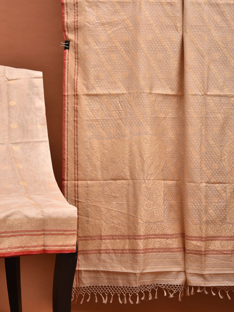Beige Shwetambari  Jamdani Weave Saree  with Warp Cotton Weft Pure Silk and Pure Zari b0295