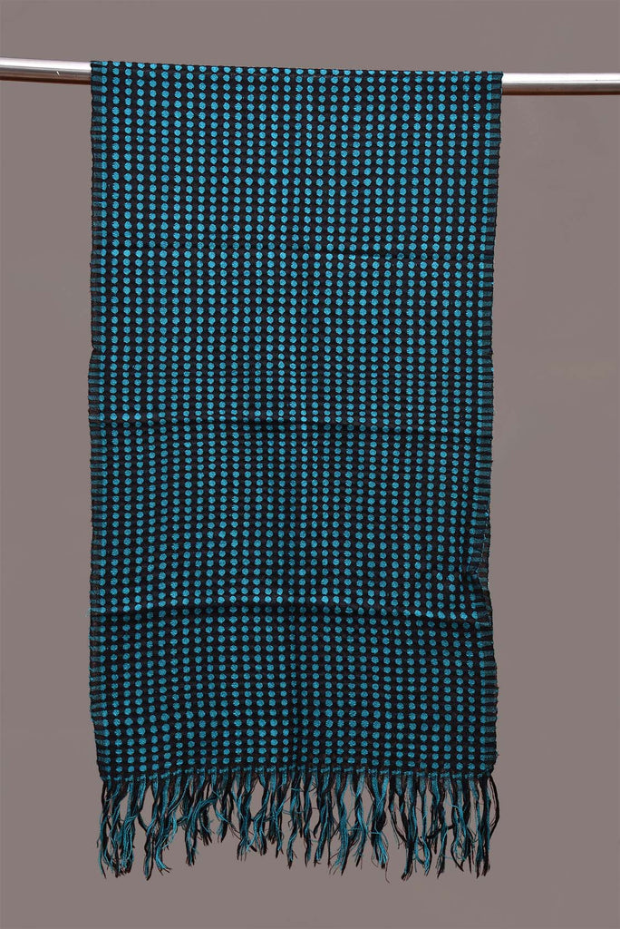 Black and Blue Woolen Stole with Small Polka Dots Design ds3659