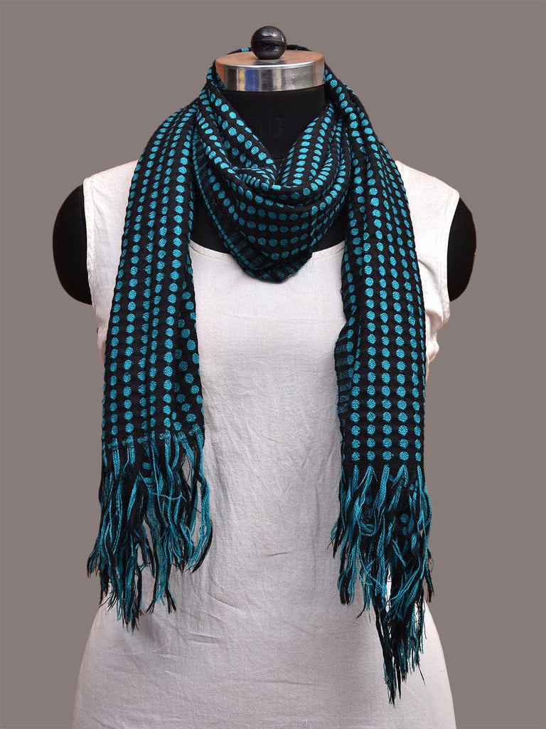 Black and Blue Woolen Stole with Small Polka Dots Design ds3659